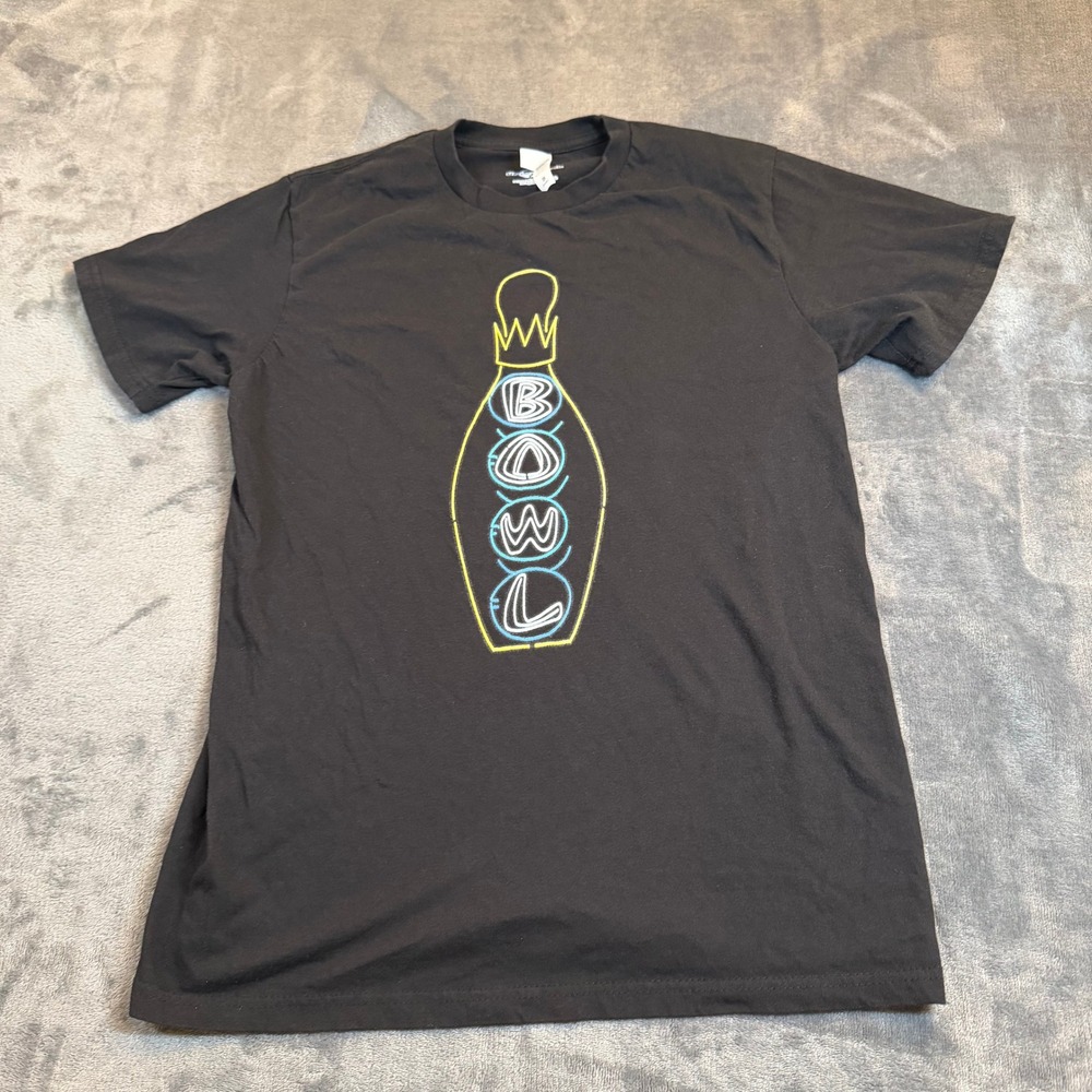 Universal Studios Hollywood Black Neon Bowling Pin Graphic T-Shirt Mens Small